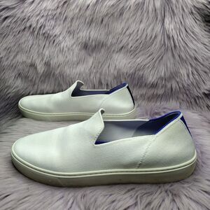 Rothys The Original White Blue Slip-On Sneaker Womens Shoes Size 9.5